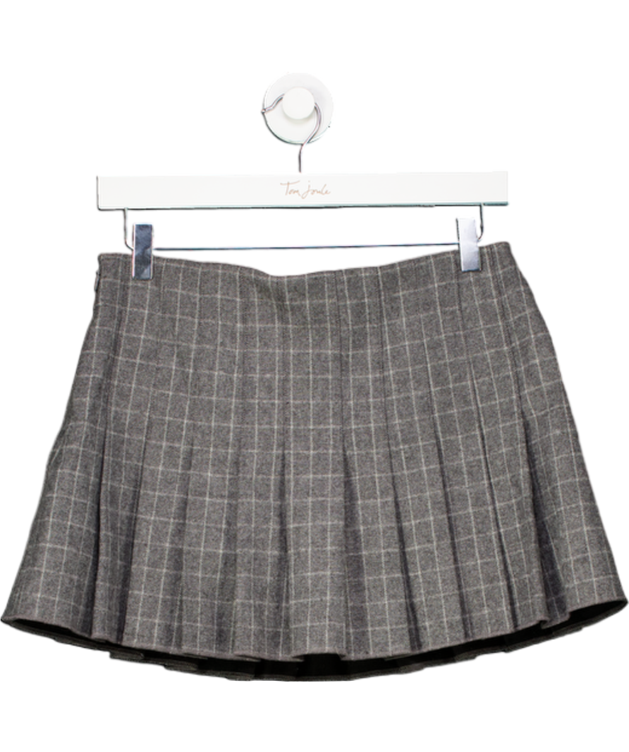 Maje Grey Jocelyn Low-rise Pleated Stretch-woven Mini Skirt UK 8