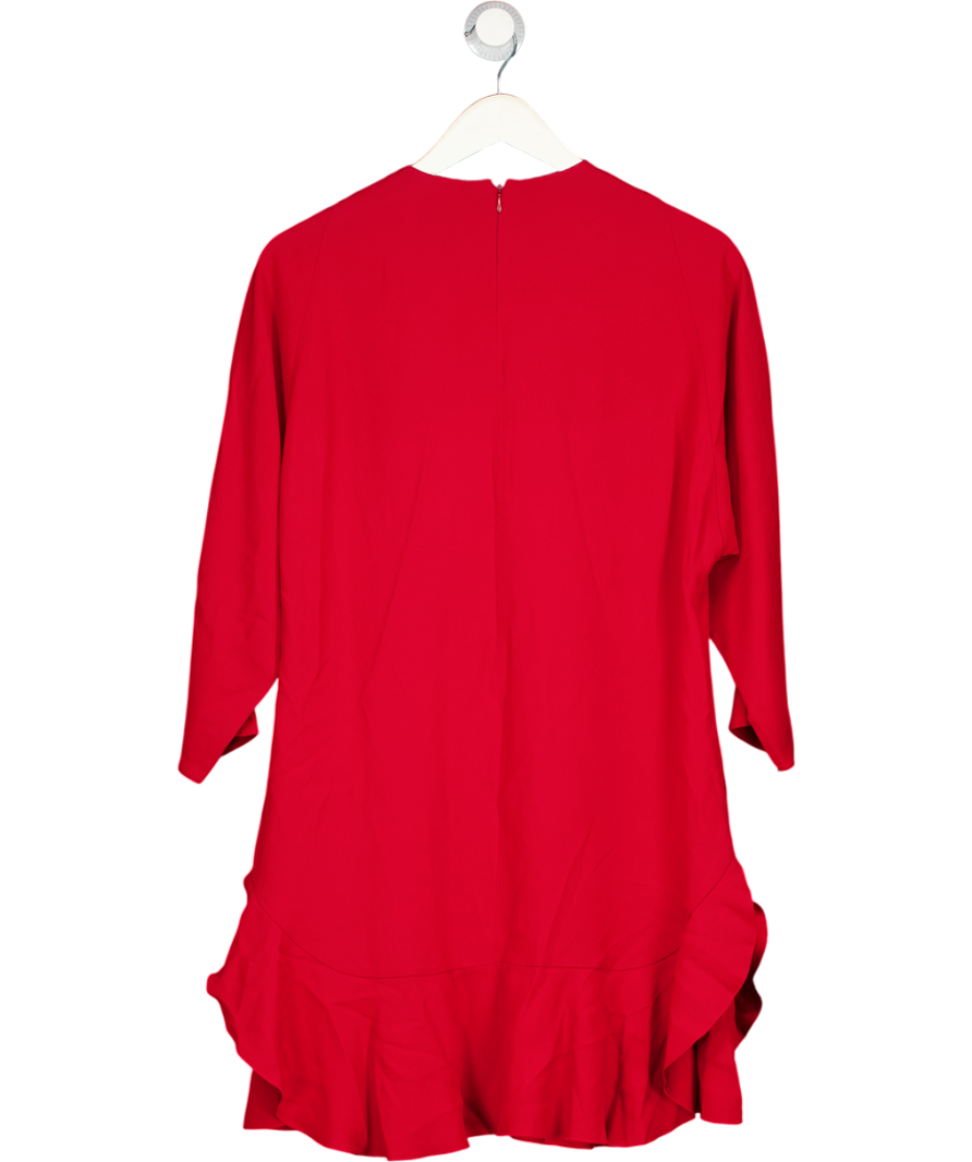 RED VALENTINO Red Long Sleeve Frill Hem Mini Dress It40 UK 8