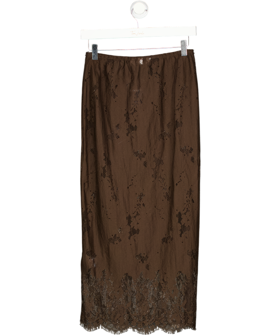 H&M Edition Brown Sheer Lace Skirt UK S