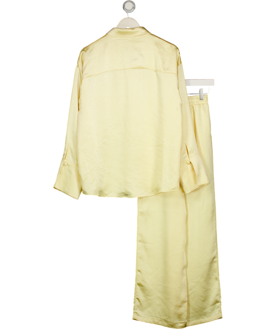 4th & Reckless 2-piece Yellow Satin Oversize Shirt &  Trouser Set UK 6