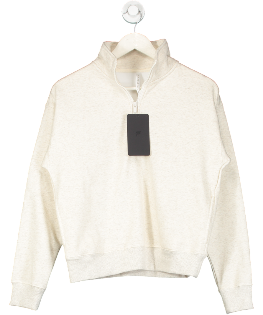 Fabletics Cream Cosy Fleece Half Zip Sweatshirt UK S