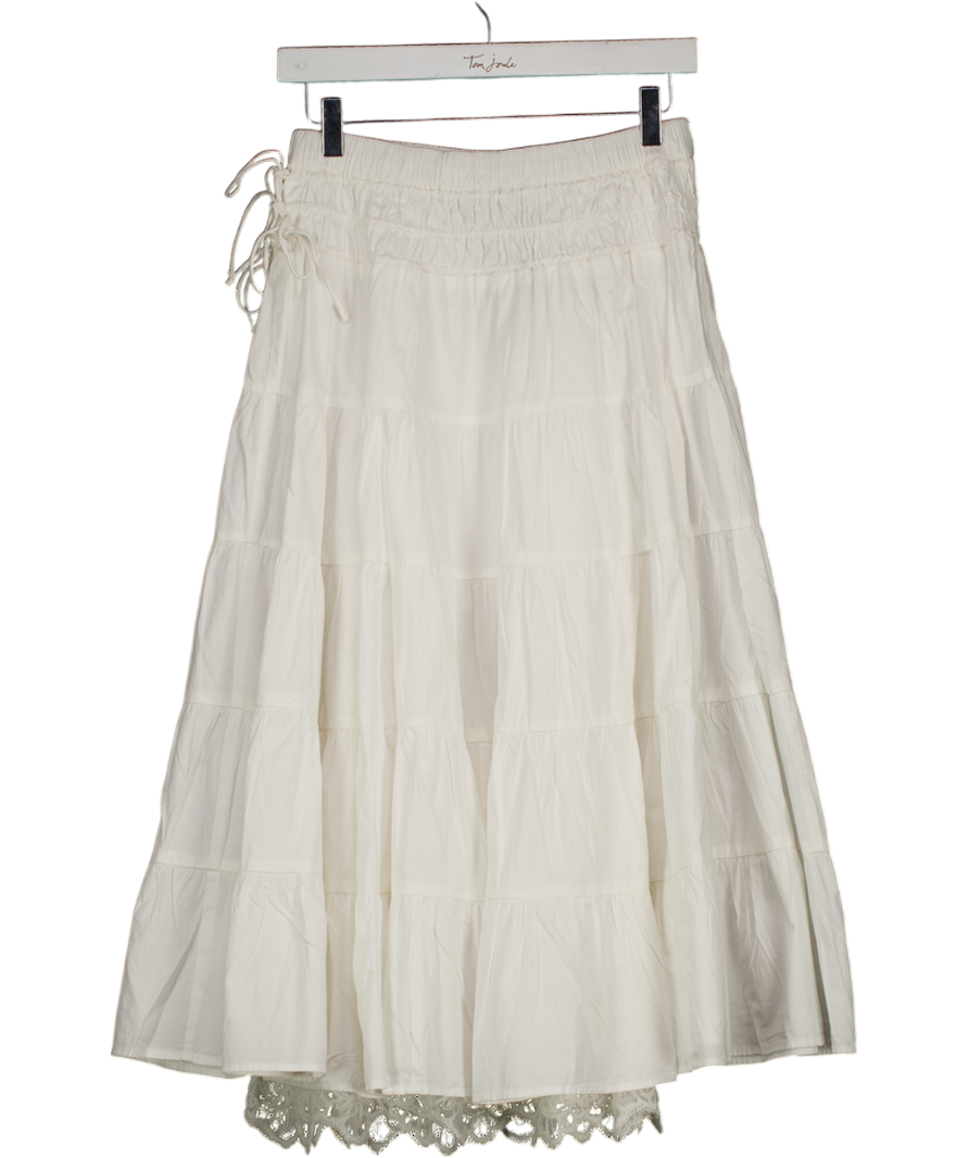 Reclaimed Vintage White Western Cowgirl Midi Skirt With Lace Hem UK 8