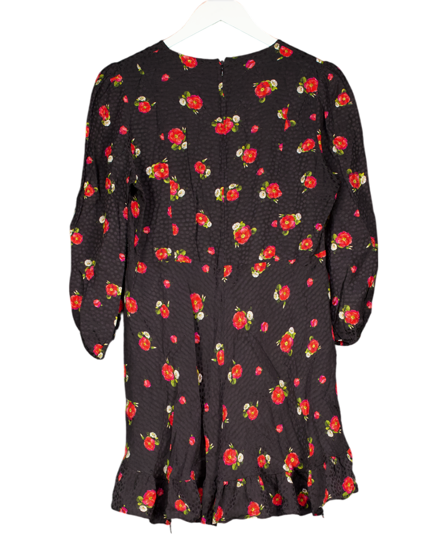 The Kooples Black / Red  English Flower Jacquard Mini Dress Sz3 UK 12