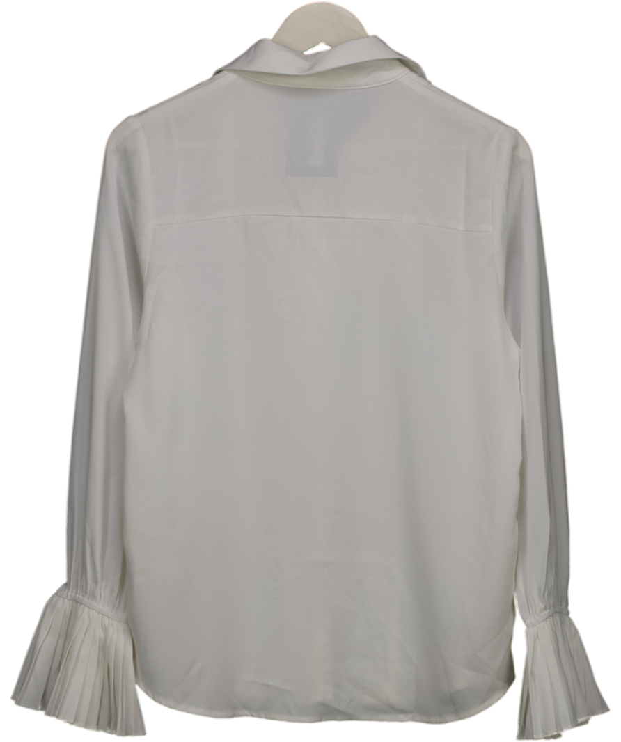 Commense White Pleated Bell Sleeve Shirt UK XS