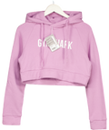 GYMSHARK Lilac Purple Cropped Crest Logo Hoodie UK XS