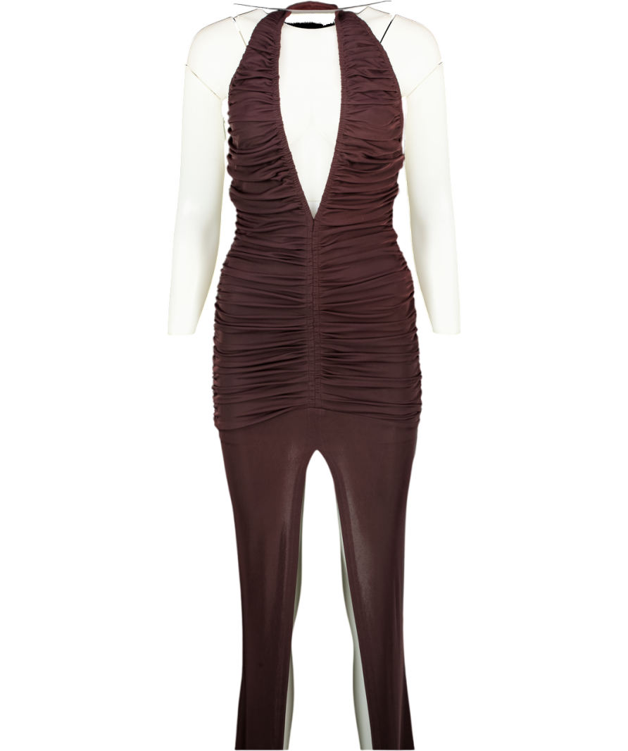 WHITE FOX Burgundy Red Halter Maxi Dress UK S