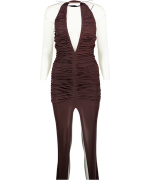 WHITE FOX Burgundy Red Halter Maxi Dress UK S