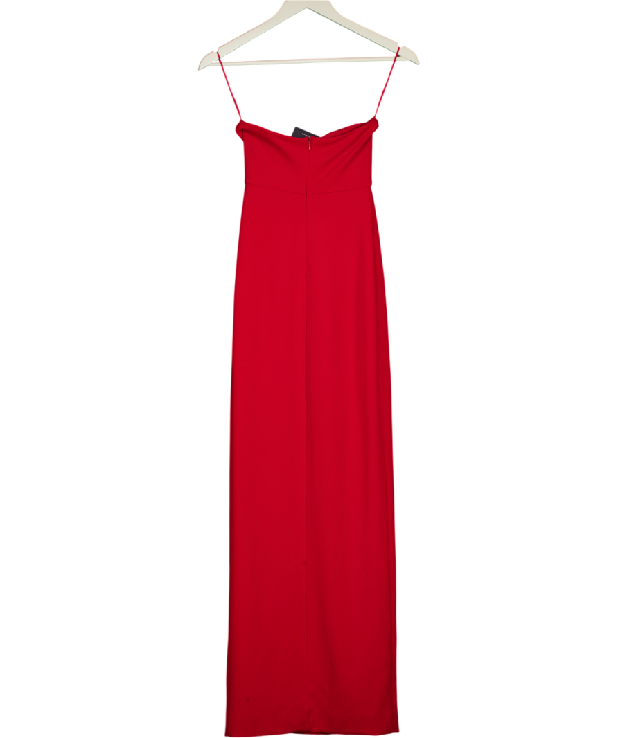 MESHKI Red Strapless Slinky Maxi Dress With Split UK XXS