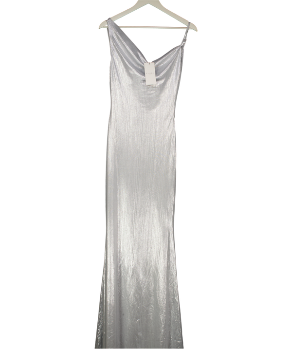 Club L Silver Grey Galaxy Shimmer Cowl Front Maxi Dress UK 6
