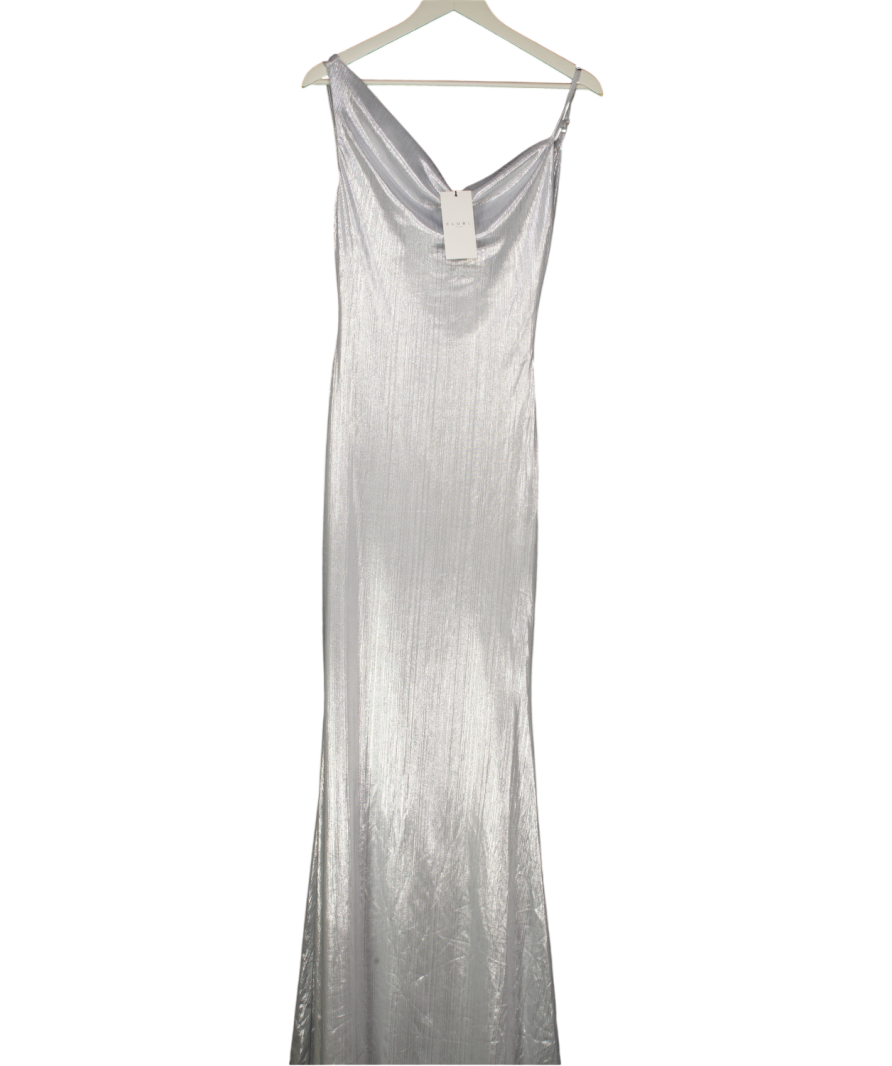 Club L Silver Grey Galaxy Shimmer Cowl Front Maxi Dress UK 6