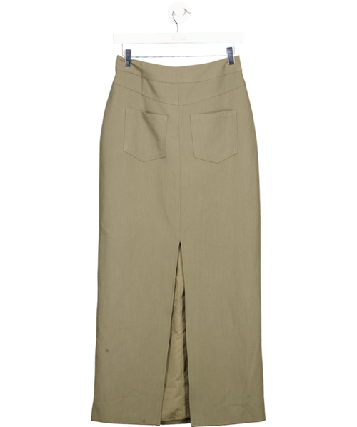 4th & Reckless Green Tailored Column Maxi Skirt In Olive UK 8