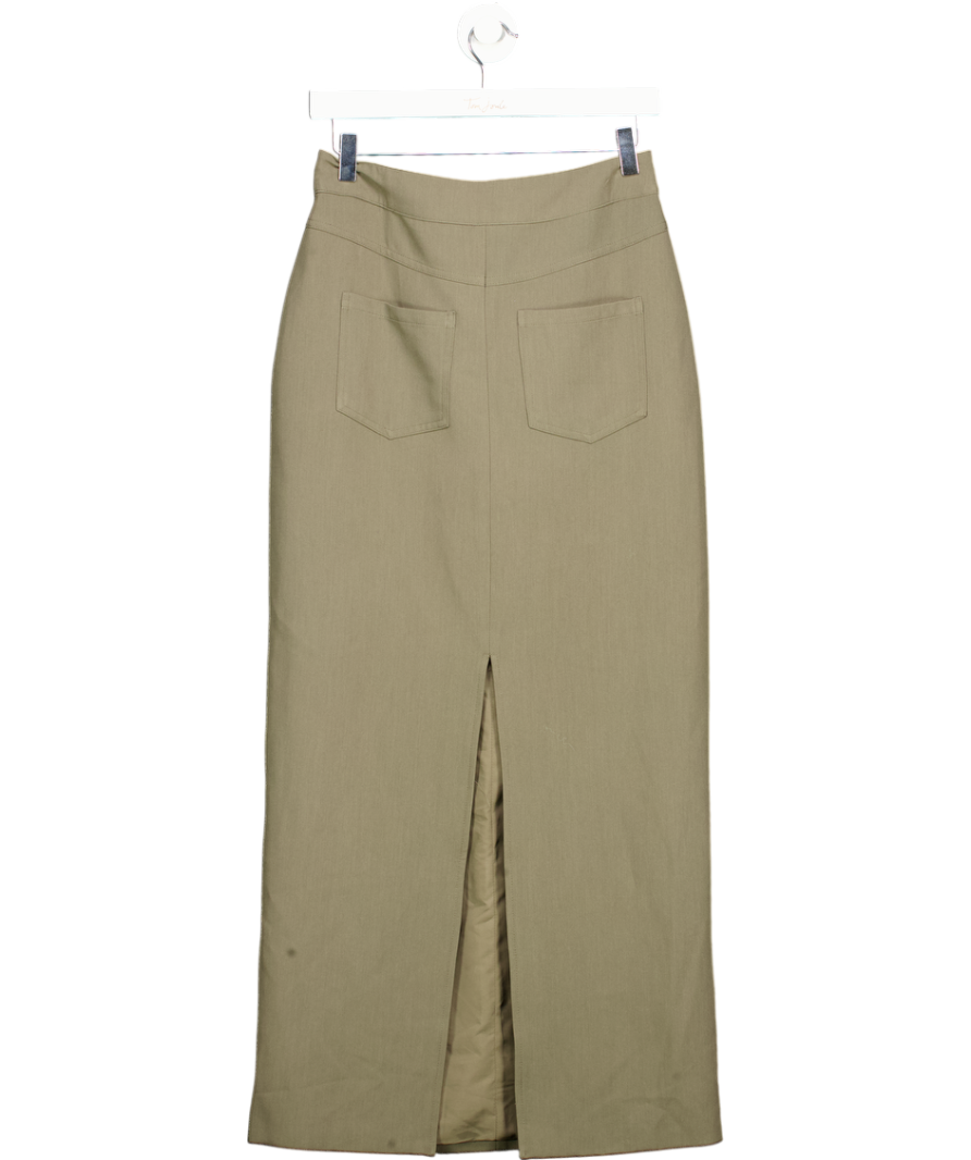 4th & Reckless Green Tailored Column Maxi Skirt In Olive UK 8