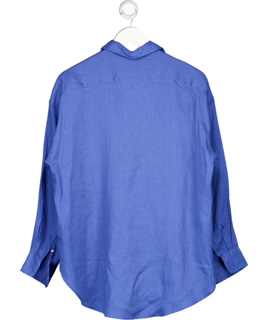 H&M Blue Oversized Linen-blend Shirt UK XS