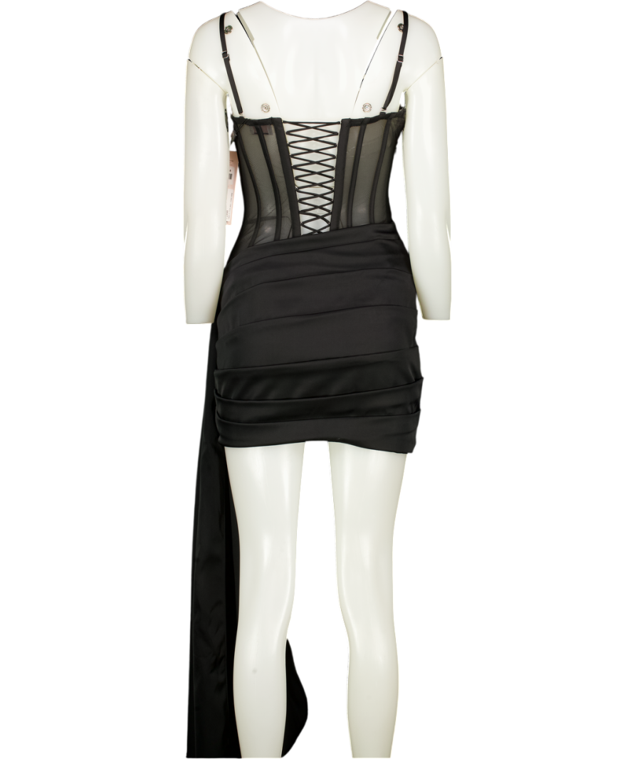 OH POLLY Norah Bandeau Lace-up Corset Mini Dress In Black UK 8