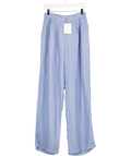 THE FRANKIE SHOP Blue Tansy Pleated Silky Cupro Trousers UK S