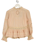 ZARA Peach Pink Embroidered Romantic Shirt UK XS