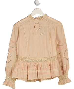 ZARA Peach Pink Embroidered Romantic Shirt UK XS