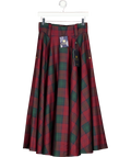 HOLLAND COOPER 100% Wool 360 Maxi Tweed Circle Skirt - Green / Burgundy Mulberry Tartan UK 10