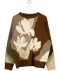Topshop Brown & White Knitted Fluffy Jumper UK M