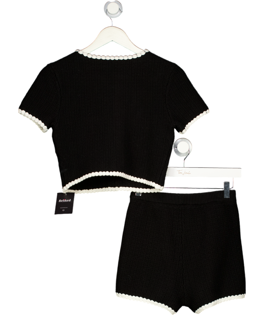 MESHKI 2-piece Black & White Knit Top And Shorts Set UK XS