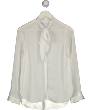 The White Company Ivory White Pussy Bow Blouse UK 8