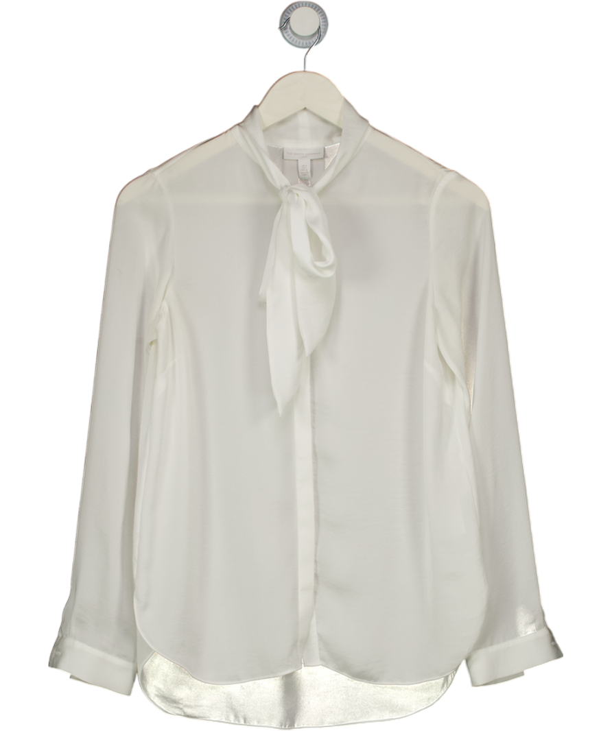 The White Company Ivory White Pussy Bow Blouse UK 8