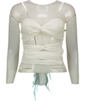 PEPPERMAYO Ivory White Sunlight Cascade Top - White UK 6