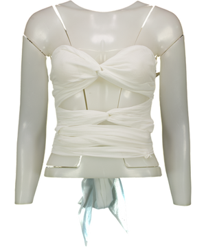 PEPPERMAYO Ivory White Sunlight Cascade Top - White UK 6