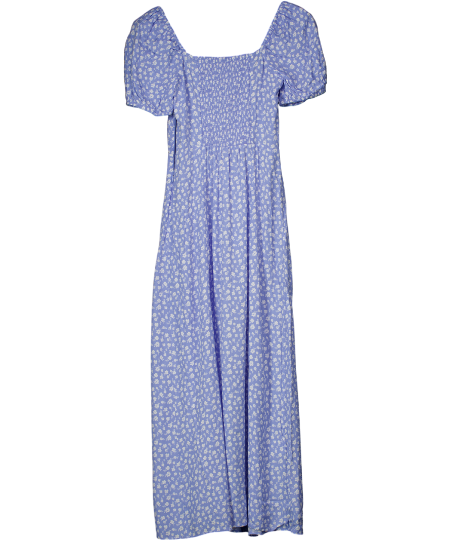 & Other Stories Blue Flowy Puff Sleeve Midi Dressblue Ditsy Floral UK 6