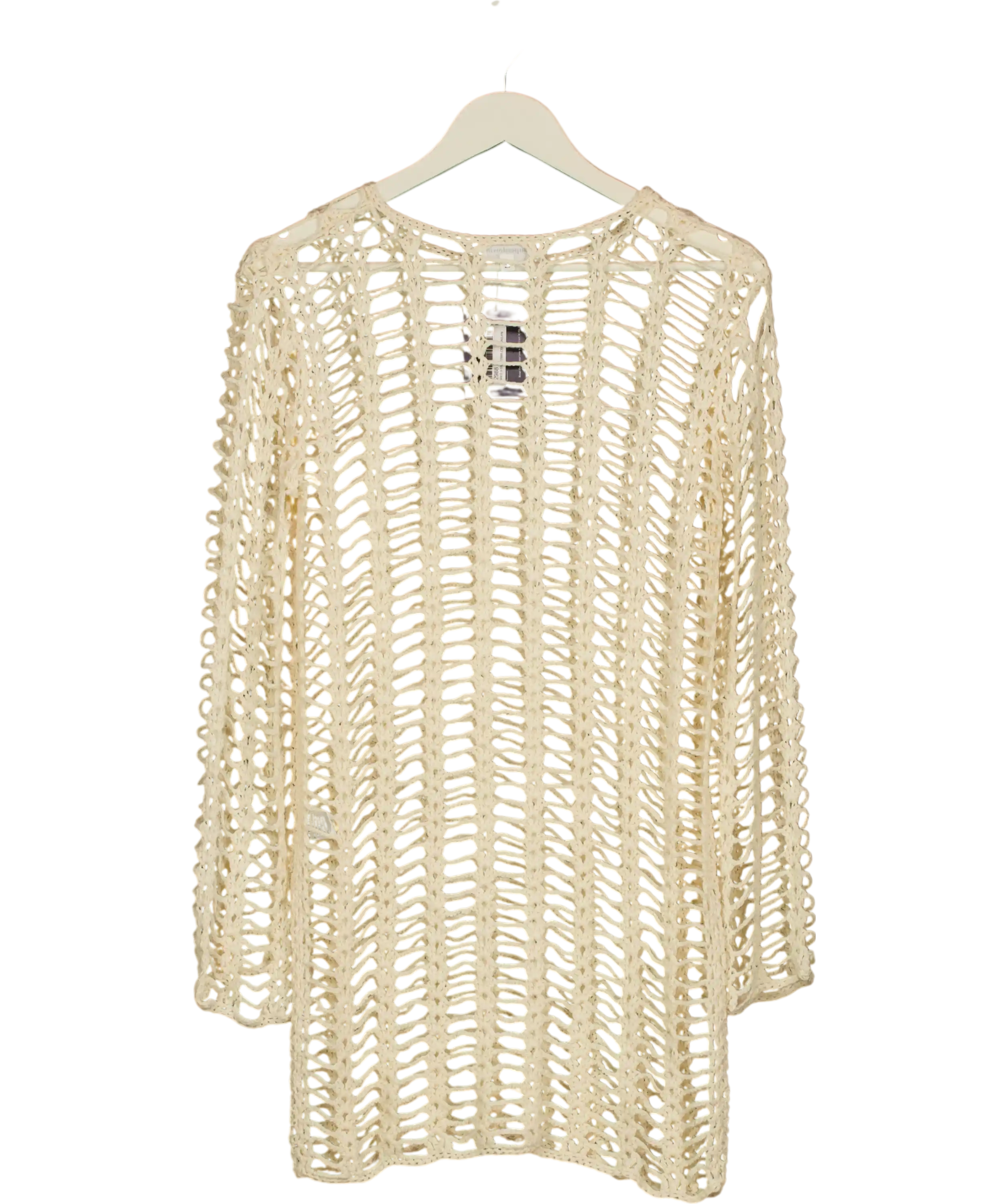 Superdown Cream Open Crochet Knit Dress UK S