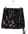 ASOS Design Black Ruffled Semi Sheer Sequin Mesh Mini Skirt UK 10