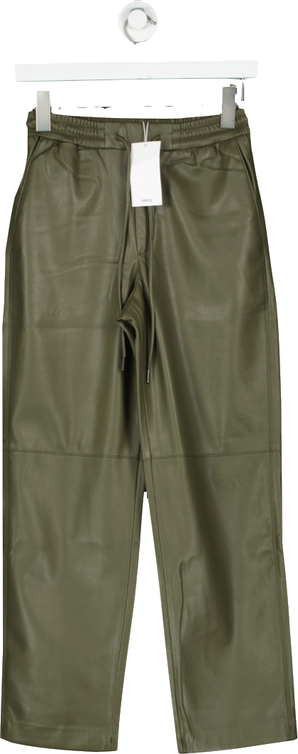 MANGO Green FAUXLeather  Trousers BNWT UK XXS
