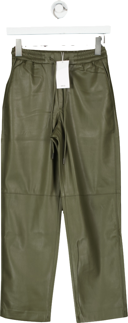 MANGO Green FAUX leather  Trousers BNWT UK XXS