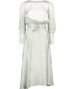 HARMUR Pale Grey Blue 100% Silk Gilly Midi Dress UK M