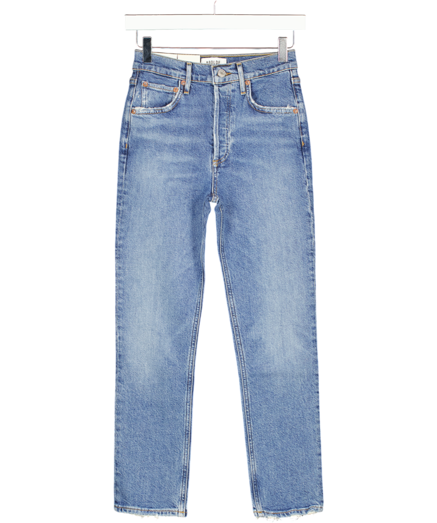 AGOLDE Blue Riley High Rise Straight Crop Jeans W23