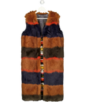 DIESEL Multicoloured Reversible Fux Fur / Aztec Knit Longline Gilet UK S