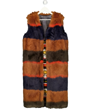 DIESEL Multicoloured Reversible Fux Fur / Aztec Knit Longline Gilet UK S