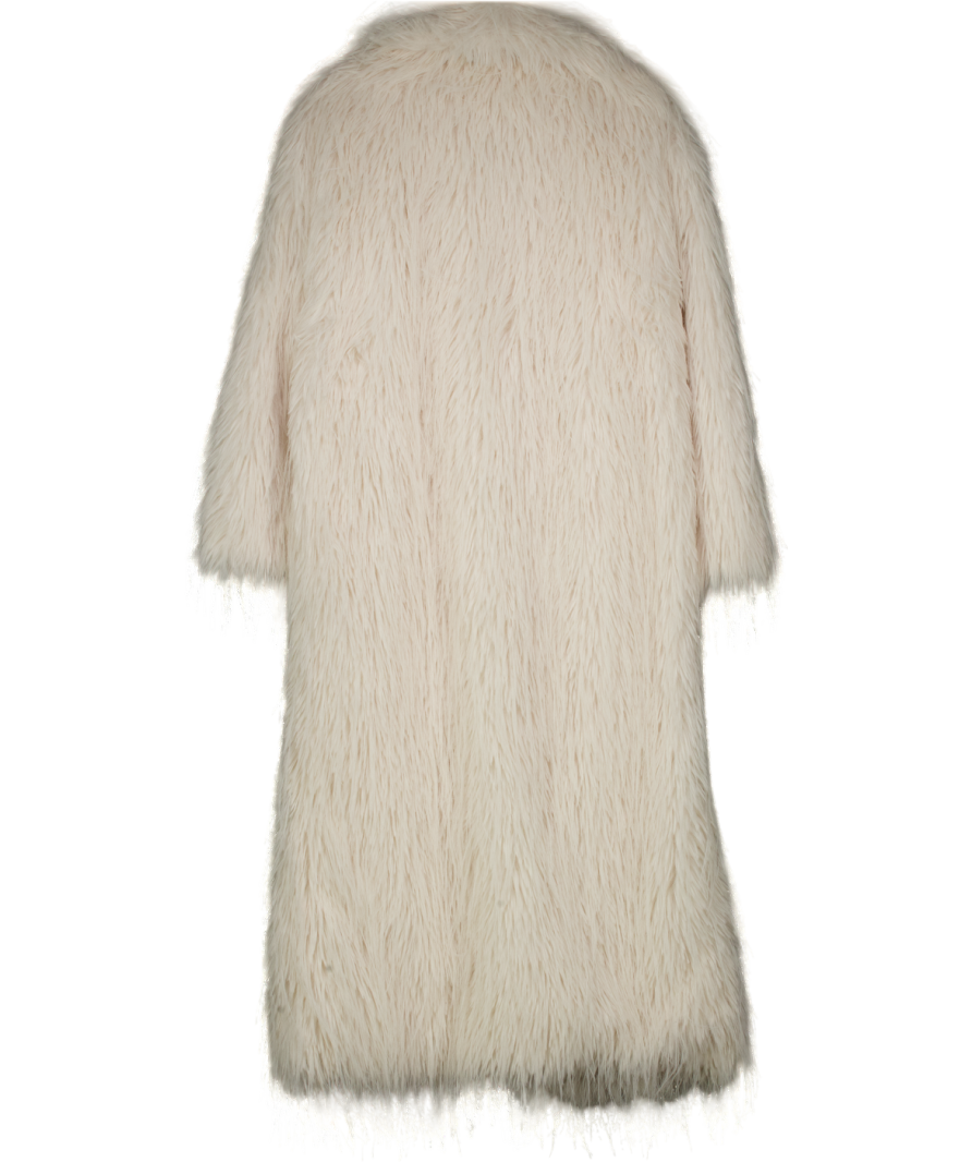 River Island White Faux Fur Maxi Coat UK M