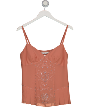 Amanda Wakeley Pink Embroidered Rhinestone Cami UK 14