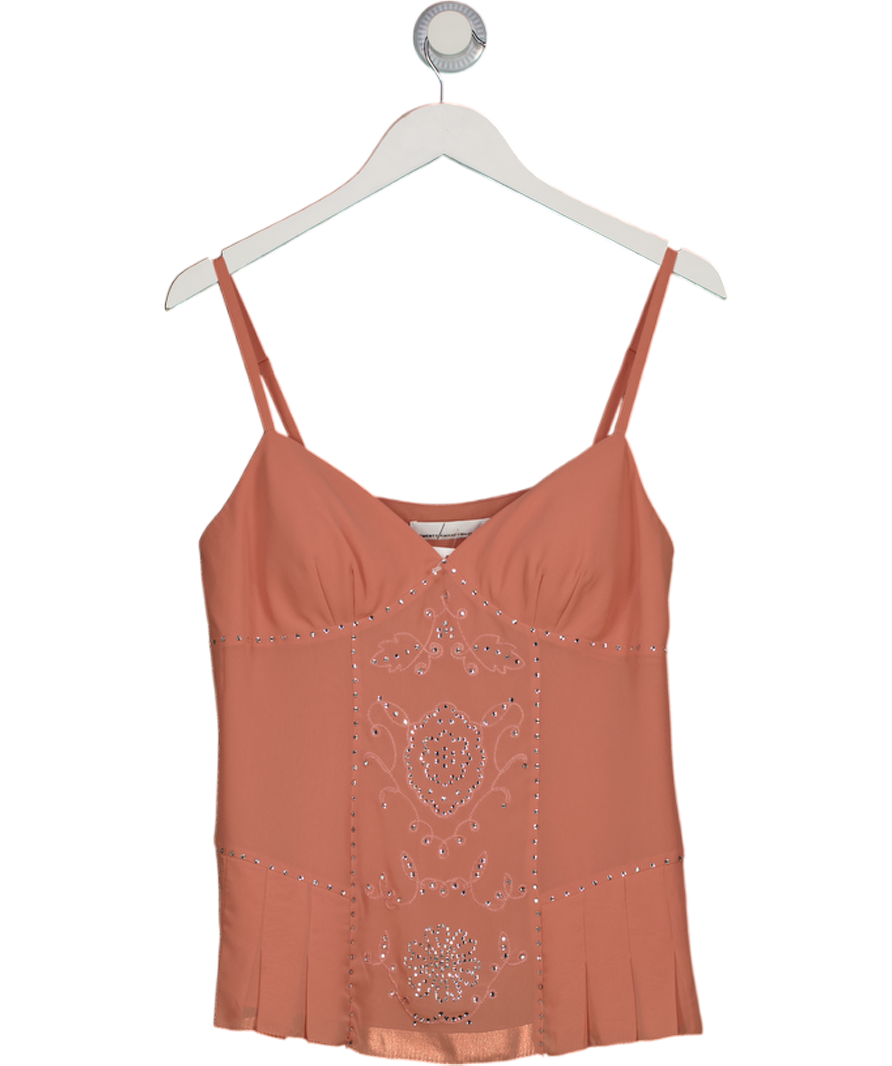 Amanda Wakeley Pink Embroidered Rhinestone Cami UK 14