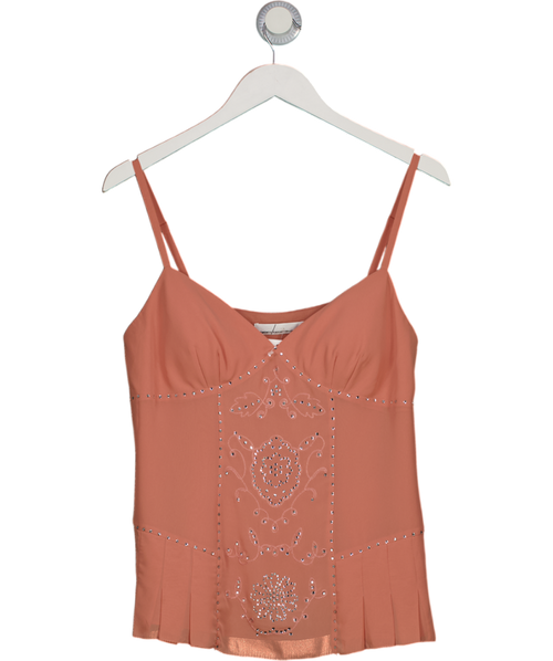 Amanda Wakeley Pink Embroidered Rhinestone Cami UK 14