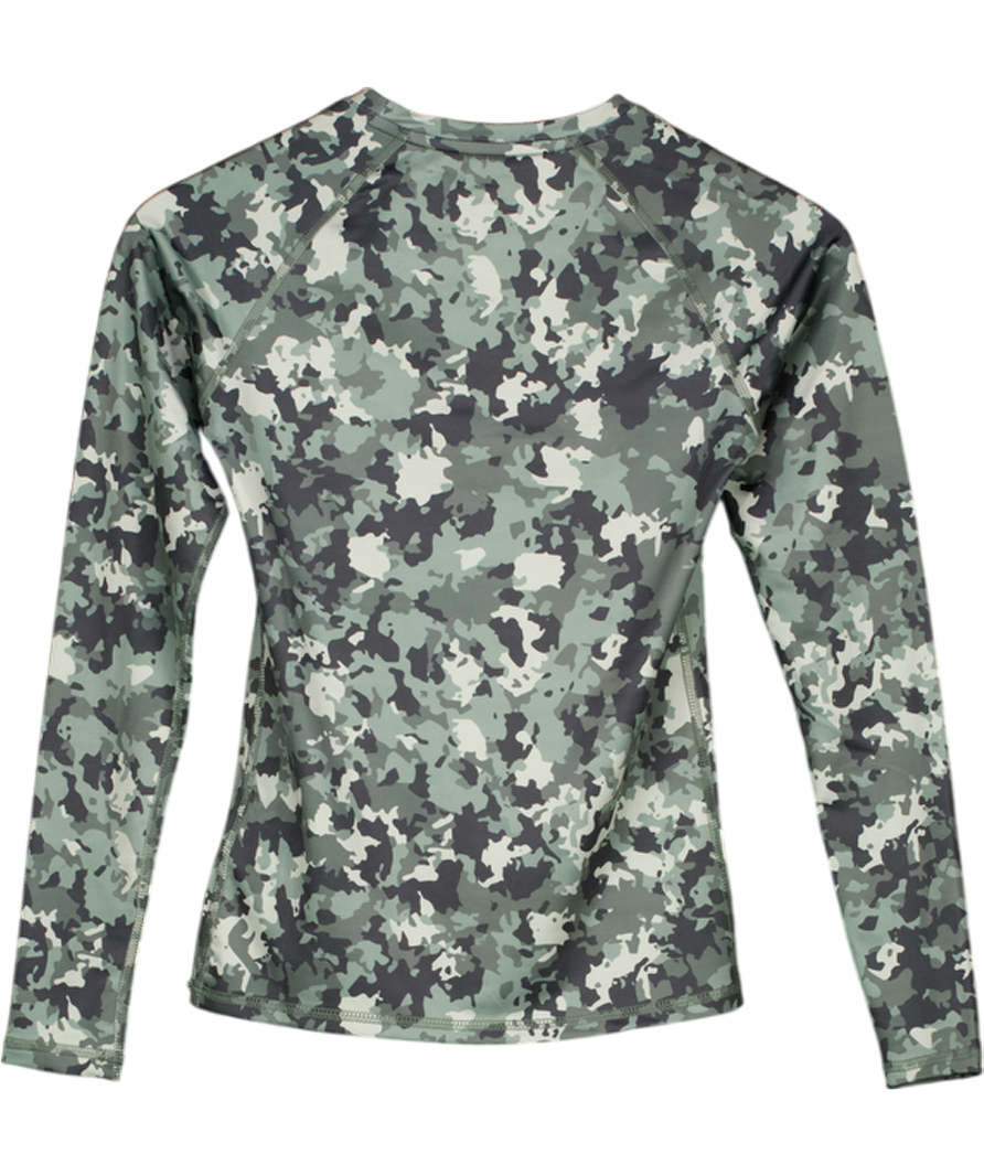 CHAMPION Green Deep Camo Long Sleeve Activewear Top UK S