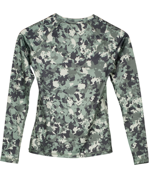 CHAMPION Green Deep Camo Long Sleeve Activewear Top UK S