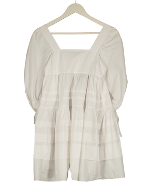 PAPER LONDON Martha White Cotton Summer Mini Dress UK 6