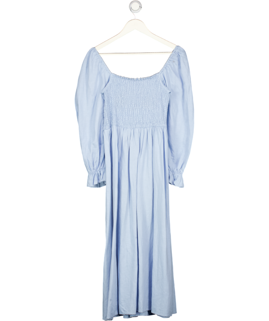 NEW LOOK Blue Shirred Midi Dress UK 10