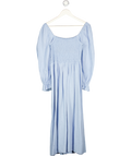 NEW LOOK Blue Shirred Midi Dress UK 10