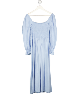 NEW LOOK Blue Shirred Midi Dress UK 10