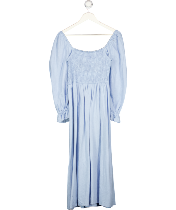NEW LOOK Blue Shirred Midi Dress UK 10