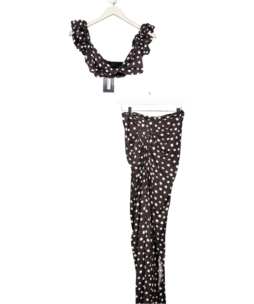 Majorelle Black Polka Dot Crop Top And Skirt Set UK M