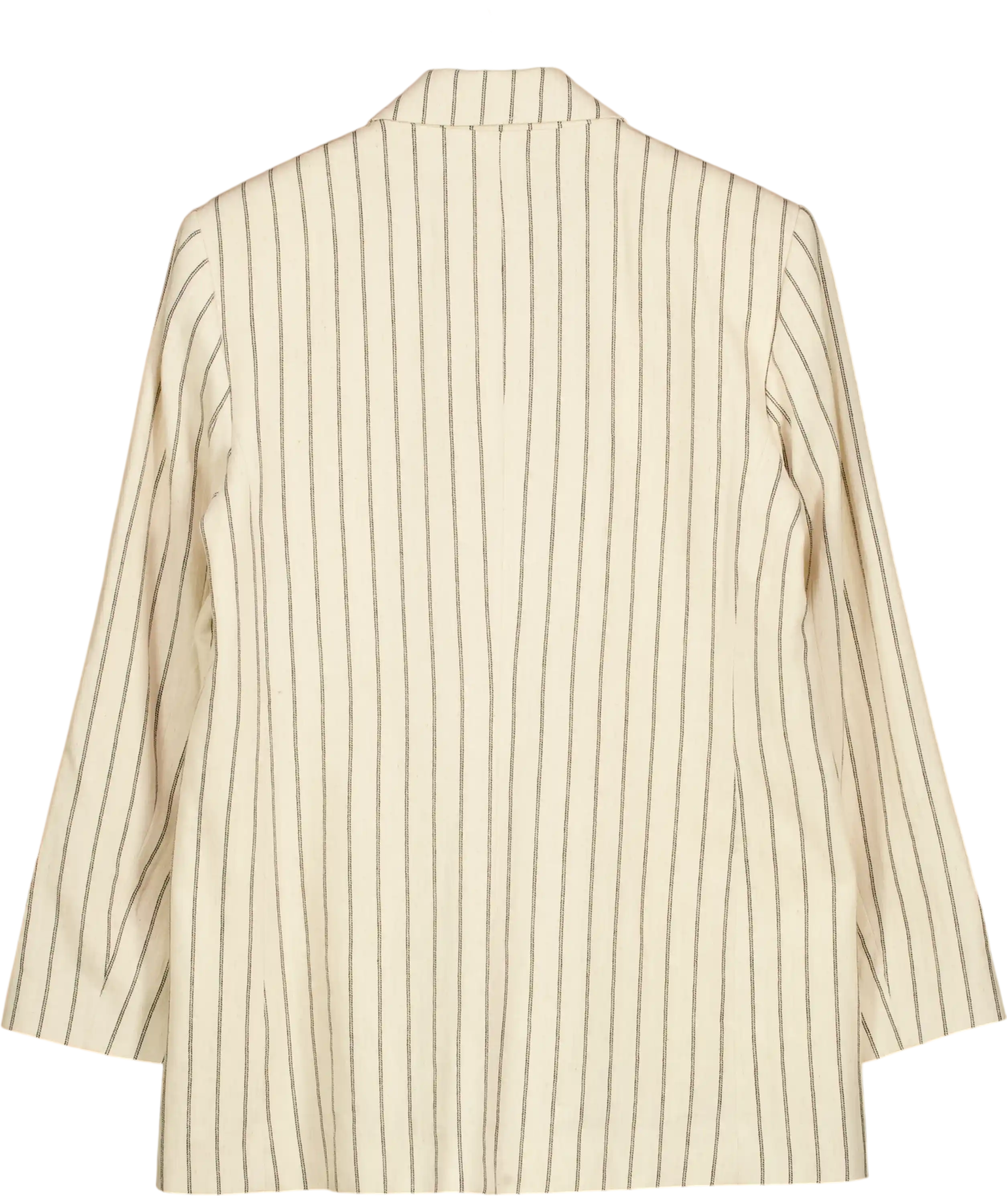ZARA Cream / Black Striped Straight Cut Linen Blend Blazer UK M